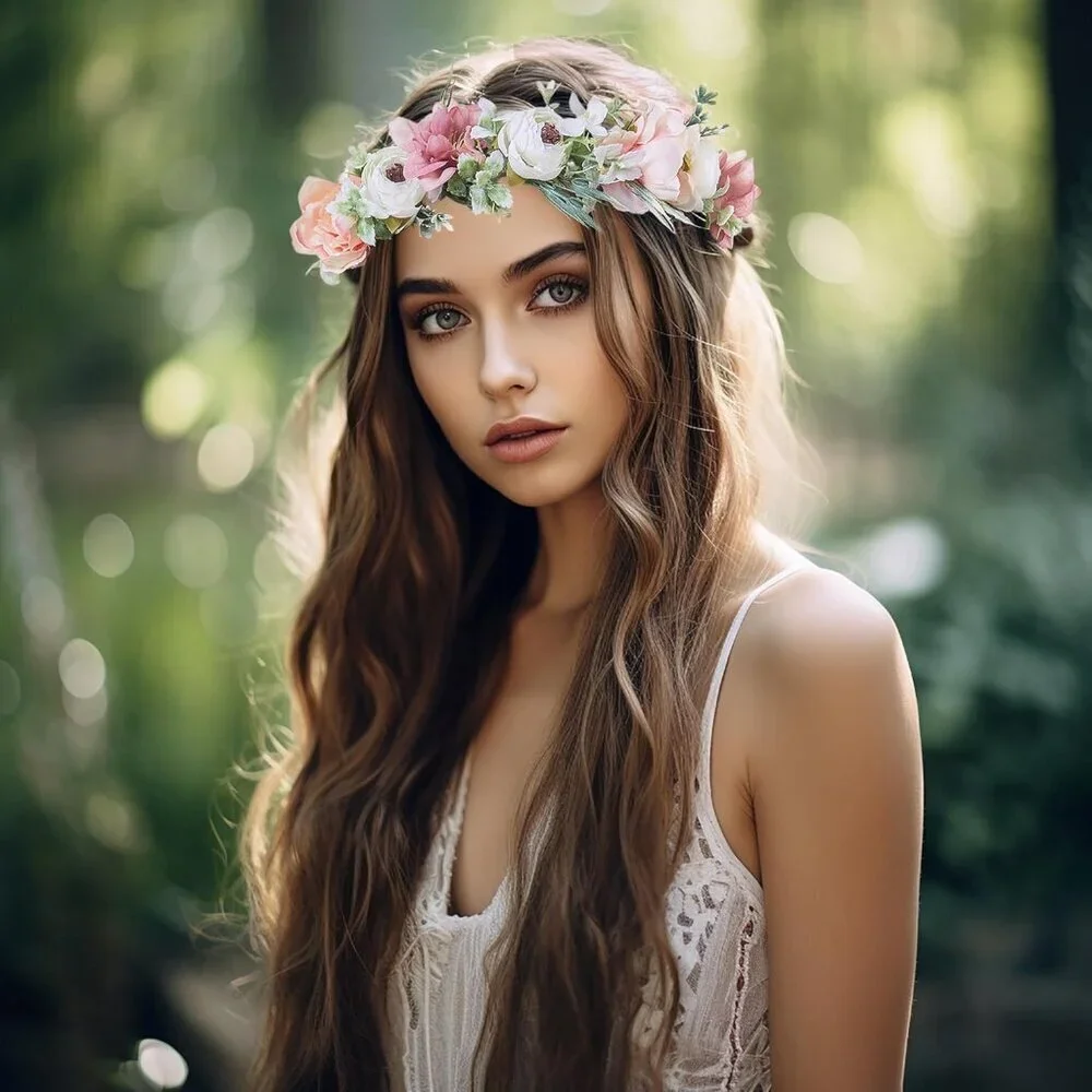 Bridal Flower Crown Floral Headpiece Wedding Party Headband Adjustable